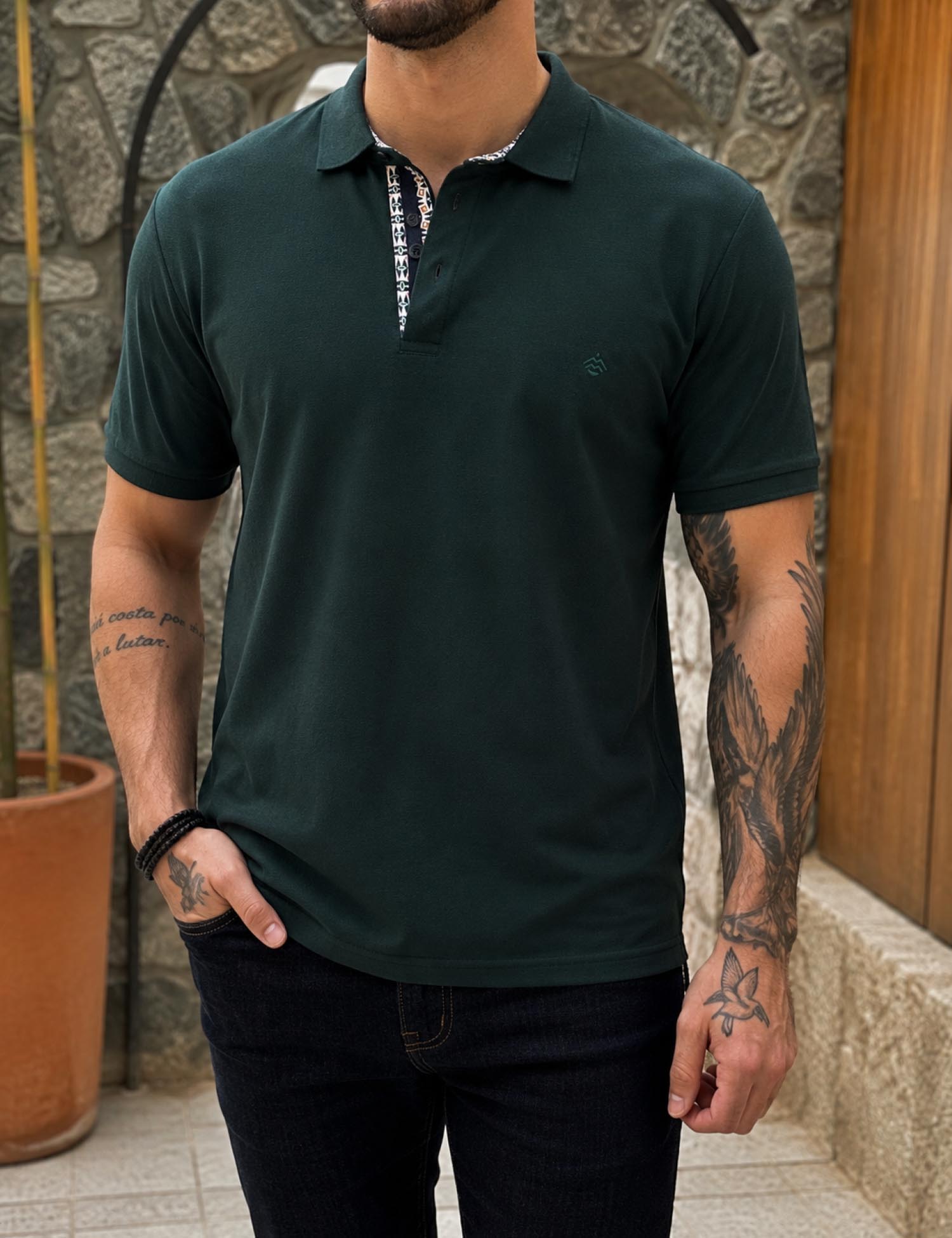 Origin ανδρική κυπαρισσί πικέ Polo μπλούζα Plus Size 262723K - Origin - 